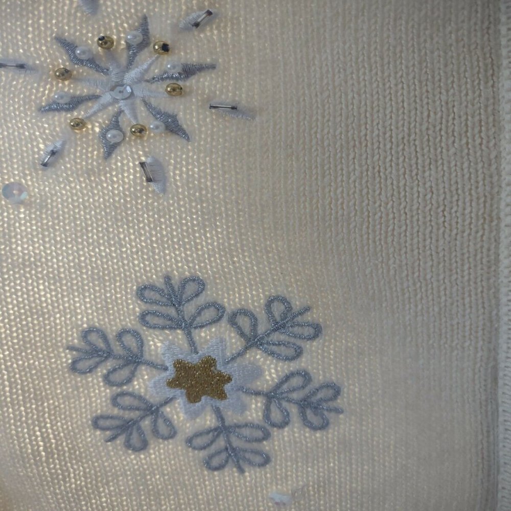 NWT CDP & Co Vintage Christmas Sweater vest glittery silver gold snowflakes - Picture 7 of 10